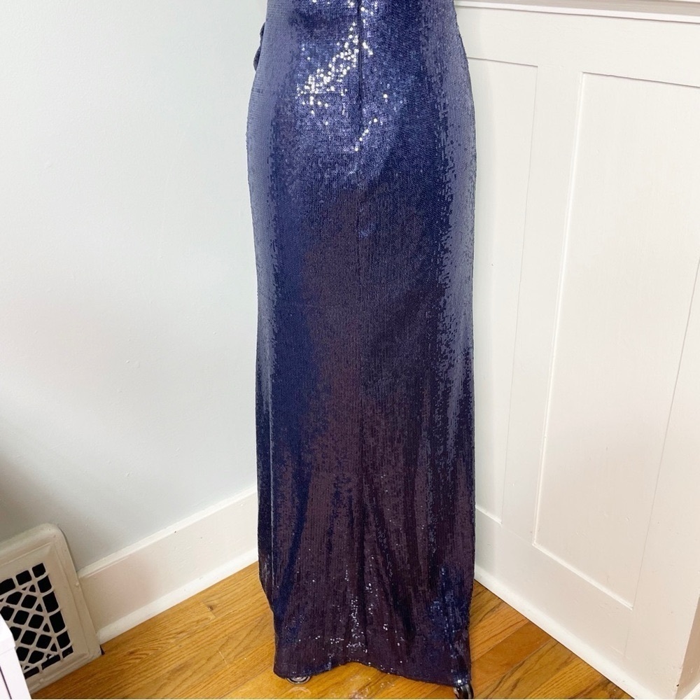 Cache Navy Blue Sequin Formal Gown Maxi Dress with Slit 4 - Picture 10 of 14
